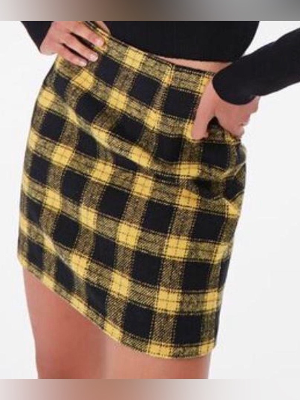 Forever 21 Yellow and Black Plaid Mini Skirt - Classic Check